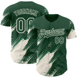 Custom Green-Cream Diagonal Scratch Brush Stroke Paint Splatter Authentic Baseball Jersey
