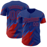 Custom Royal Thunder Blue-Red Diagonal Scratch Brush Stroke Paint Splatter Authentic Baseball Jersey