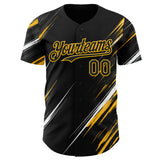 Custom Black White-Gold Diagonal Scratch Brush Stroke Authentic Baseball Jersey