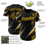 Custom Black White-Gold Diagonal Scratch Brush Stroke Authentic Baseball Jersey