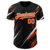 Custom Black Orange-White Diagonal Scratch Brush Stroke Authentic Baseball Jersey