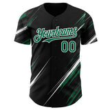 Custom Black Kelly Green-White Diagonal Scratch Brush Stroke Authentic Baseball Jersey