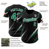 Custom Black Kelly Green-White Diagonal Scratch Brush Stroke Authentic Baseball Jersey