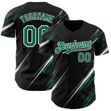 Custom Black Kelly Green-White Diagonal Scratch Brush Stroke Authentic Baseball Jersey