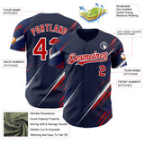 Custom Navy Red US Navy Blue-White Diagonal Scratch Brush Stroke Authentic Baseball Jersey