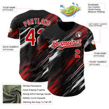 Custom Black Red-White Diagonal Scratch Brush Stroke Authentic Baseball Jersey