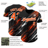 Custom Black Orange-White Diagonal Scratch Brush Stroke Authentic Baseball Jersey