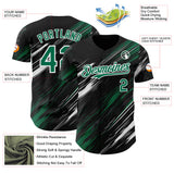 Custom Black Kelly Green-White Diagonal Scratch Brush Stroke Authentic Baseball Jersey