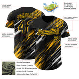 Custom Black White-Gold Diagonal Scratch Brush Stroke Authentic Baseball Jersey