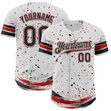 Custom White Black-Red Stars Paint Splatter Brush Stroke Authentic Baseball Jersey