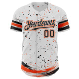 Custom White Black-Orange Stars Paint Splatter Brush Stroke Authentic Baseball Jersey