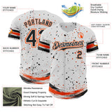 Custom White Black-Orange Stars Paint Splatter Brush Stroke Authentic Baseball Jersey