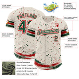 Custom Cream Green-Red Stars Paint Splatter Brush Stroke Authentic Baseball Jersey