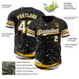 Custom Black White-Gold Stars Paint Splatter Brush Stroke Authentic Baseball Jersey