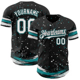 Custom Black White-Teal Stars Paint Splatter Brush Stroke Authentic Baseball Jersey