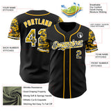 Custom Black Gold-White Digital Camo Two Tone Authentic Baseball Jersey