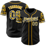 Custom Black Gold-White Digital Camo Two Tone Authentic Baseball Jersey