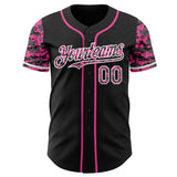 Custom Black Pink-White Digital Camo Two Tone Authentic Baseball Jersey
