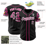 Custom Black Pink-White Digital Camo Two Tone Authentic Baseball Jersey