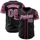 Custom Black Pink-White Digital Camo Two Tone Authentic Baseball Jersey