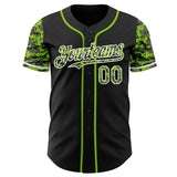 Custom Black Neon Green-White Digital Camo Two Tone Authentic Baseball Jersey
