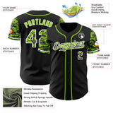 Custom Black Neon Green-White Digital Camo Two Tone Authentic Baseball Jersey