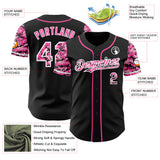 Custom Black Pink-White Digital Camo Two Tone Authentic Baseball Jersey