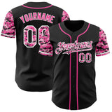 Custom Black Pink-White Digital Camo Two Tone Authentic Baseball Jersey