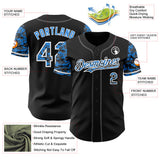 Custom Black Electric Blue White-Steel Gray Digital Camo Two Tone Authentic Baseball Jersey