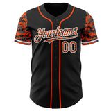 Custom Black Orange-White Digital Camo Two Tone Authentic Baseball Jersey