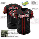 Custom Black Red-White Digital Camo Two Tone Authentic Baseball Jersey