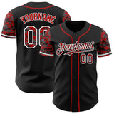 Custom Black Red-White Digital Camo Two Tone Authentic Baseball Jersey