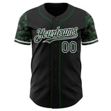 Custom Black Green-White Digital Camo Two Tone Authentic Baseball Jersey