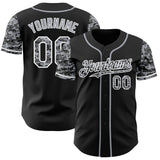 Custom Black Gray-White Digital Camo Two Tone Authentic Baseball Jersey