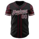 Custom Black Crimson-White Digital Camo Two Tone Authentic Baseball Jersey