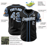 Custom Black Light Blue-White Digital Camo Two Tone Authentic Baseball Jersey