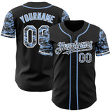 Custom Black Light Blue-White Digital Camo Two Tone Authentic Baseball Jersey