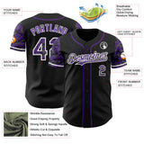 Custom Black Purple-White Digital Camo Two Tone Authentic Baseball Jersey