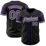 Custom Black Purple-White Digital Camo Two Tone Authentic Baseball Jersey