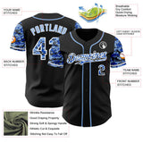 Custom Black Light Blue-White Digital Camo Two Tone Authentic Baseball Jersey
