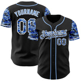Custom Black Light Blue-White Digital Camo Two Tone Authentic Baseball Jersey