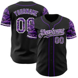 Custom Black Purple-White Digital Camo Two Tone Authentic Baseball Jersey
