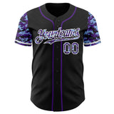 Custom Black Purple-White Digital Camo Two Tone Authentic Baseball Jersey
