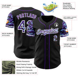 Custom Black Purple-White Digital Camo Two Tone Authentic Baseball Jersey