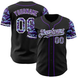 Custom Black Purple-White Digital Camo Two Tone Authentic Baseball Jersey