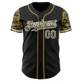 Custom Black Old Gold-White Digital Camo Two Tone Authentic Baseball Jersey