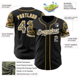 Custom Black Old Gold-White Digital Camo Two Tone Authentic Baseball Jersey