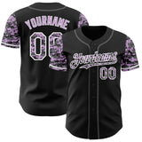Custom Black Light Purple White-Steel Gray Digital Camo Two Tone Authentic Baseball Jersey