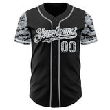 Custom Black Gray-White Digital Camo Two Tone Authentic Baseball Jersey