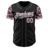 Custom Black Light Pink White-Steel Gray Digital Camo Two Tone Authentic Baseball Jersey